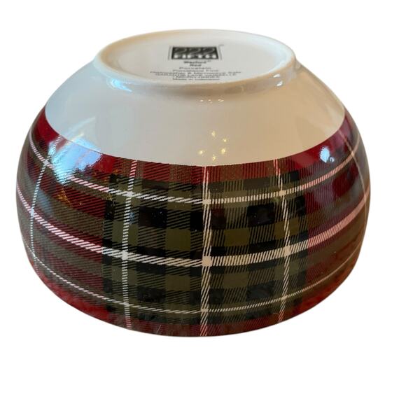 222 Fifth Wexford Porcelain Soup Cereal Bowls Red Tartan Plaid 5.5" Set of 4 New - Picture 6 of 13